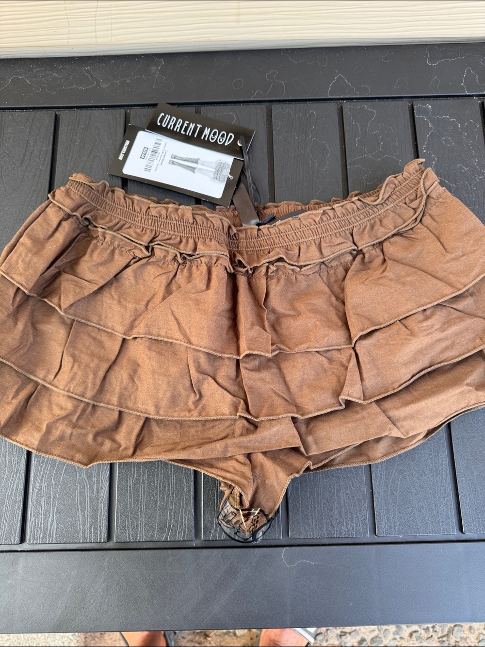 Current Mood Brown Layered Ruffle Skort